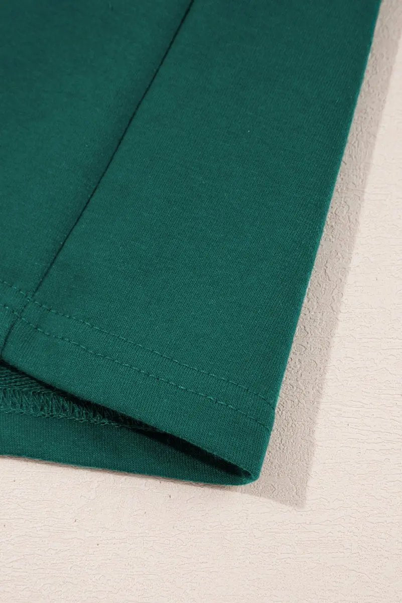 Evergreen Colorblock Edge Drop Shoulder T Shirt and Skort Set - Love Salve